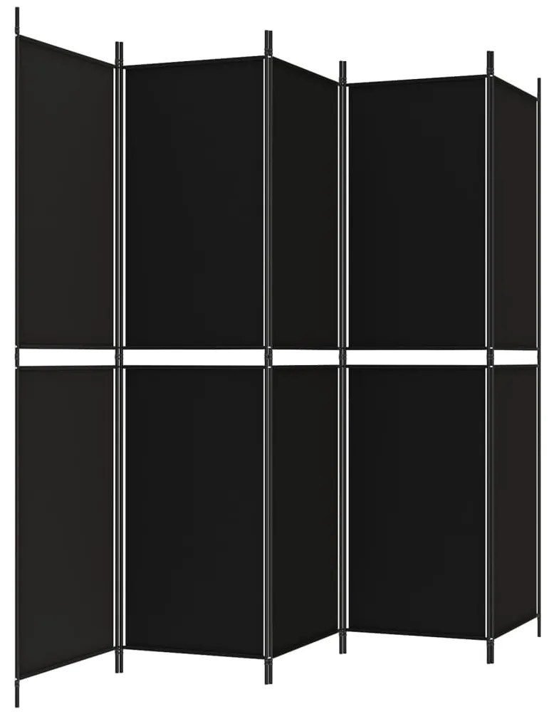 vidaXL Διαχωριστικό Δωματίου με 5 Πάνελ Μαύρο 250x200 εκ. από Ύφασμα