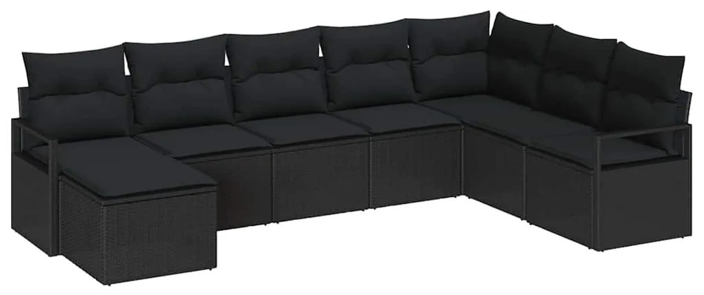 vidaXL Σετ Καναπέ Κήπου 8 pcs Μαύρο Πολυ ράταν