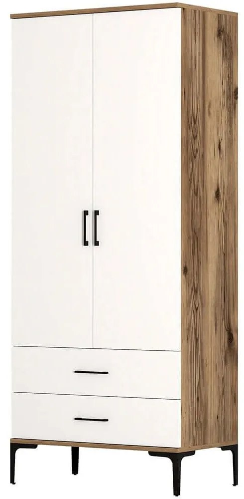 Ντουλάπα Δίφυλλη Kumsal 845HCT5415 80x47,5x201,4cm Walnut-White Two Door