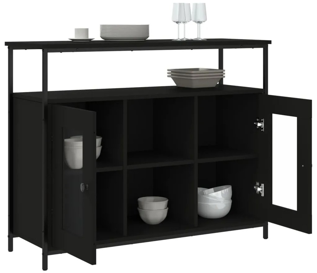 vidaXL Μπουφές Μαύρος 100x35x80 εκ. από Επεξεργασμένο Ξύλο
