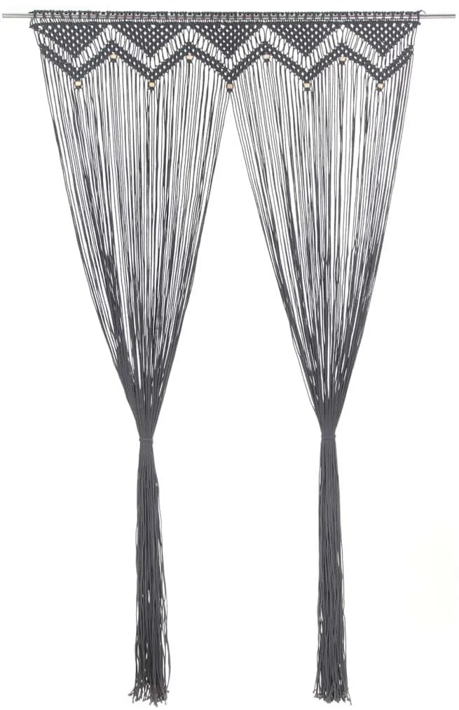 vidaXL Κουρτίνα Μακραμέ Ανθρακί 140 x 240 εκ. Βαμβακερή