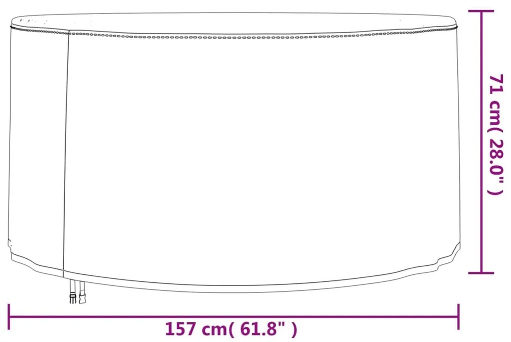 Κάλυμμα Επίπλων Κήπου Στρογγυλό Μπεζ Ø 157x71 εκ. 420D Oxford - Μαύρο