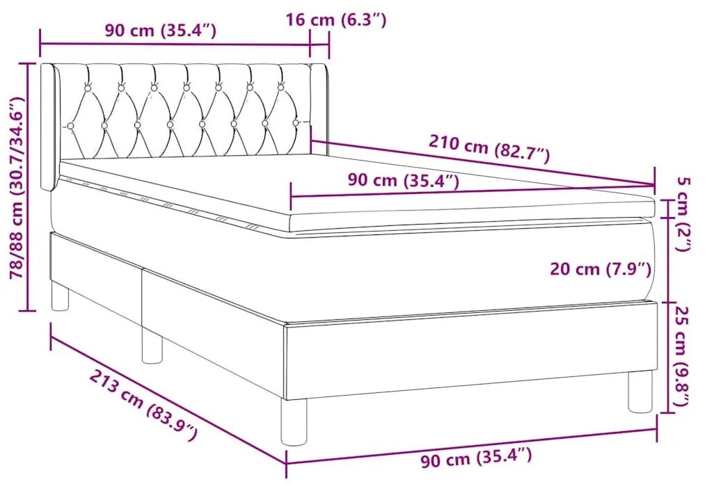 Box Spring κρεβάτι με στρώμα σκούρο πράσινο 90x210εκ. Βελούδινο - Πράσινο