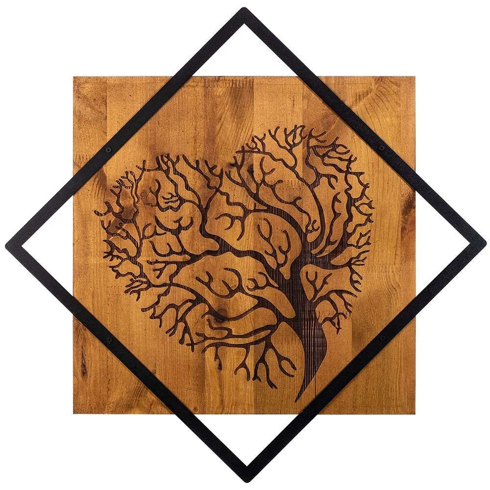 Διακοσμητικό Τοίχου Tree 899SKL2125 54x54cm Walnut-Black Wallity Metal,Wood