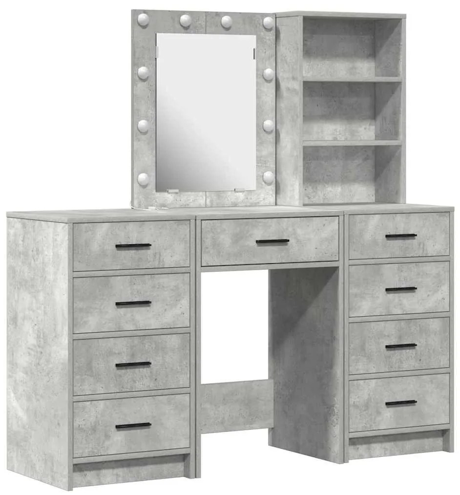 vidaXL Τραπέζι περιποίησης με συρτάρι 3 pcs Γκρι 40 x 41 x 135 εκ.