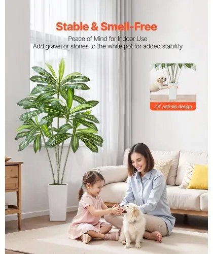 VEVOR 1829 mm Artificial Dracaena Tree Fake Plant with White Planter Indoor