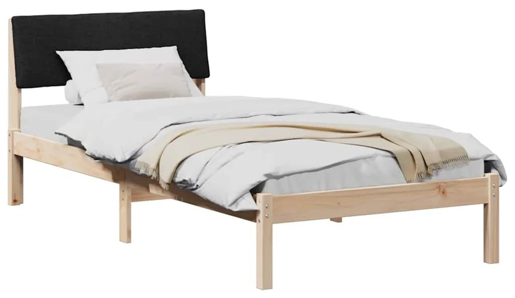 vidaXL Σκελετός Κρεβατιού Καφέ και μαύρο 90 x 190 cm Μασίφ ξύλο πεύκου