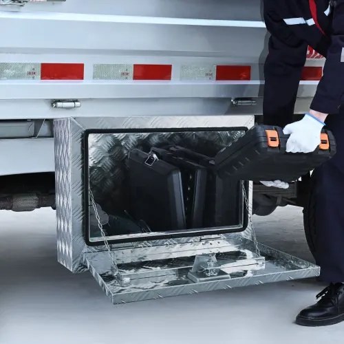 VEVOR Underbody Truck Box, 24&quot;×14&quot;×16&quot; Pickup Storage Box, Heavy Duty Aluminum Diamond Plate Tool Box with Lock and Keys, Waterproof Trailer Storage Box with T-Handle Latch for Truck, Van, Trailer