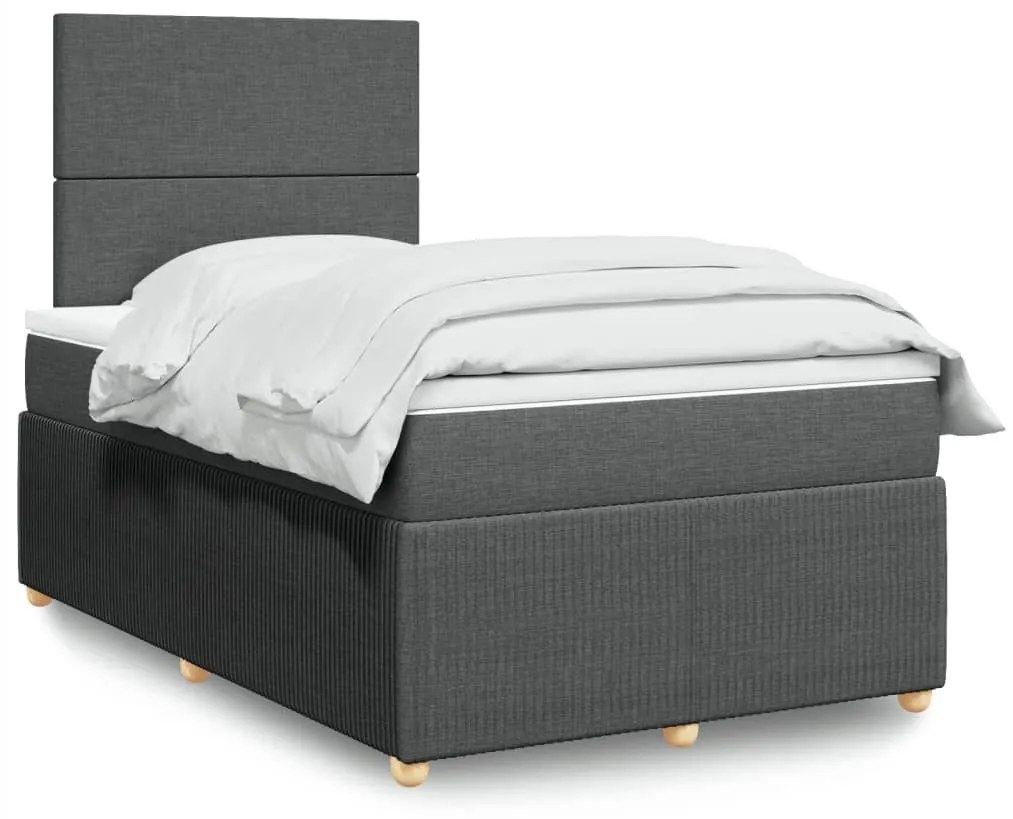 ΚΡΕΒΑΤΙ BOXSPRING ΜΕ ΣΤΡΩΜΑ ΣΚΟΥΡΟ ΓΚΡΙ 120X190 ΕΚ ΥΦΑΣΜΑΤΙΝΟ 3291989