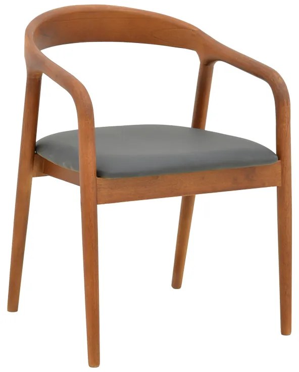Πολυθρόνα Hogie pakoworld rubberwood καρυδί- μαύρο pu μαξιλάρι 61x60x76εκ