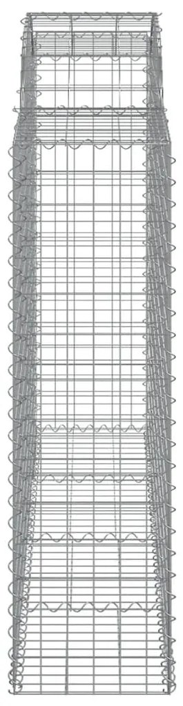 Συρματοκιβώτια Τοξωτά 2 τεμ. 200x50x140/160 εκ. Γαλβαν. Ατσάλι - Ασήμι