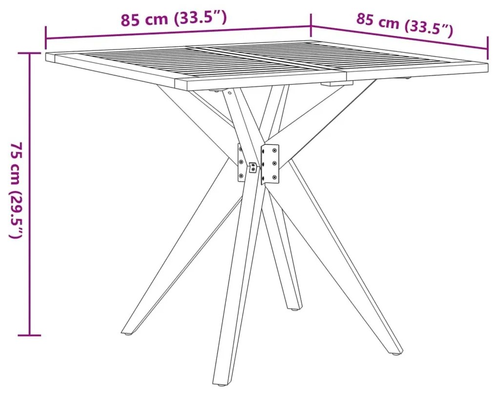 Τραπέζι Κήπου Τετράγωνο 85 x 85 x 75 εκ. από Μασίφ Ξύλο Ακακίας - Καφέ