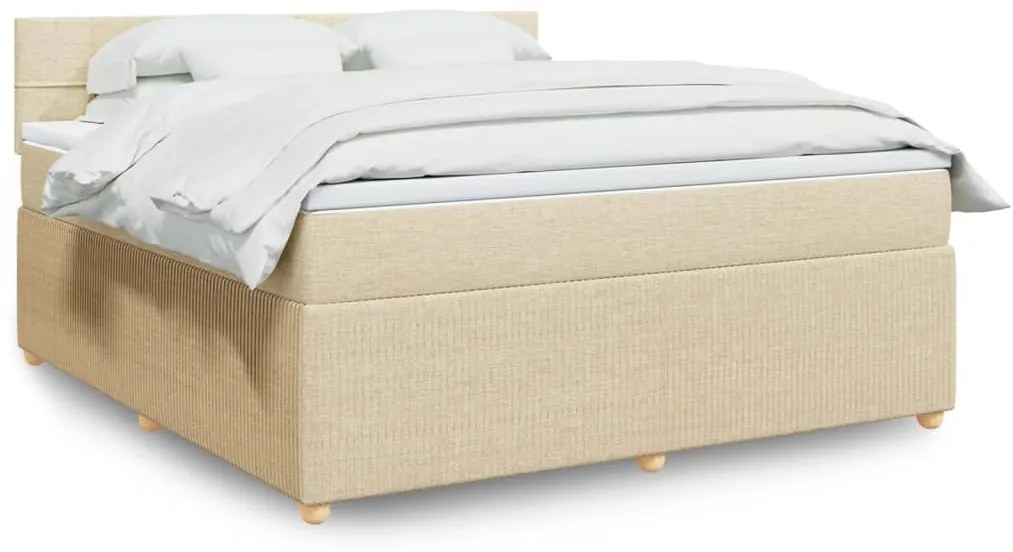 vidaXL Κρεβάτι Boxspring με Στρώμα Κρεμ 180x200 εκ. Υφασμάτινο