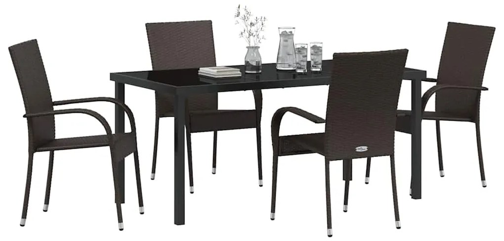 vidaXL Σέτ φαγητού για κήπο 5 pcs Καφέ Χάλυβας με επίστρωση πούδρας