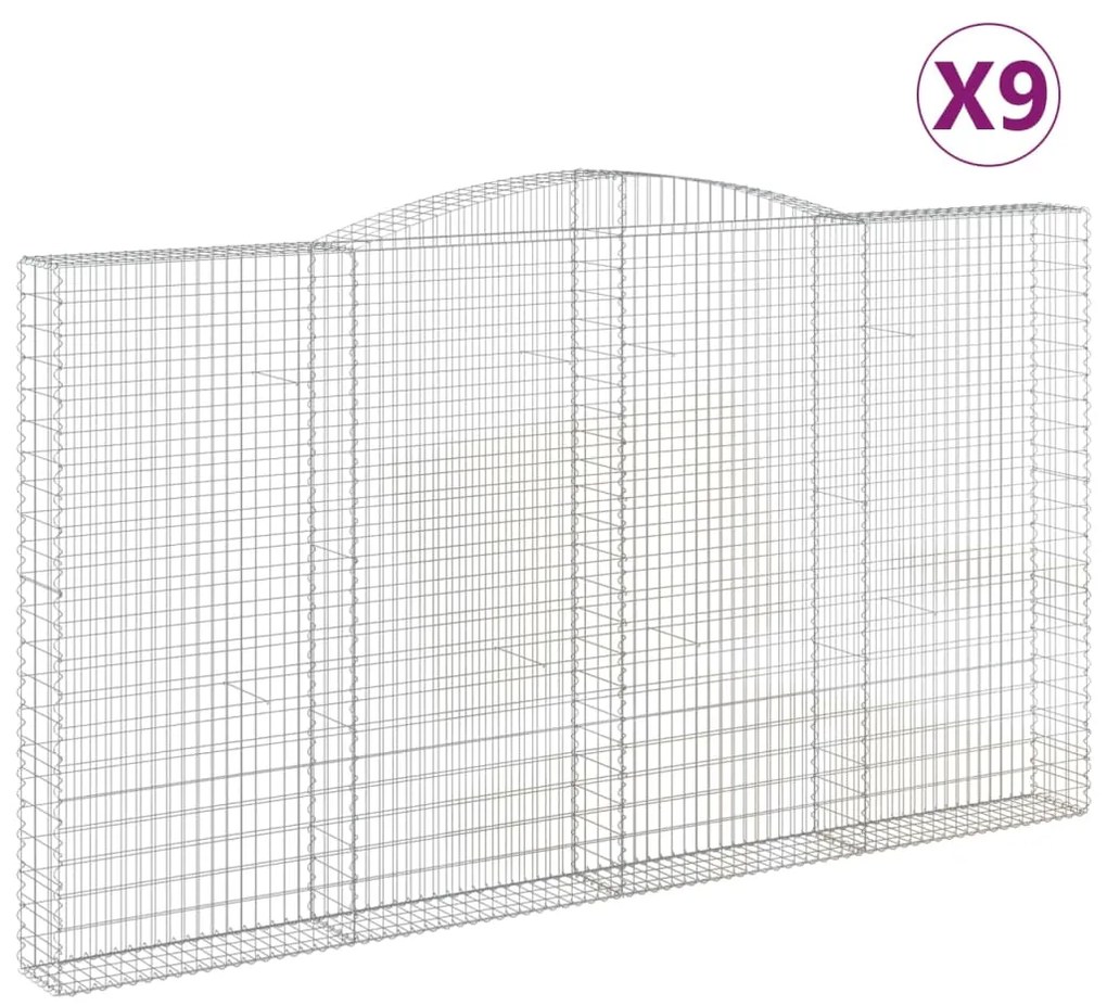 vidaXL Συρματοκιβώτια Τοξωτά 9 τεμ. 400x30x220/240 εκ. Γαλβαν. Ατσάλι