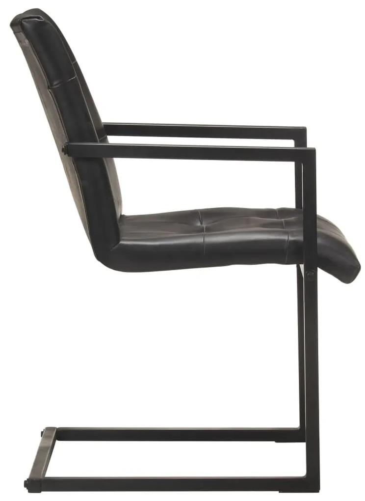 vidaXL Καρέκλες Τραπεζαρίας «Πρόβολος» 2 τεμ. Μαύρες από Γνήσιο Δέρμα