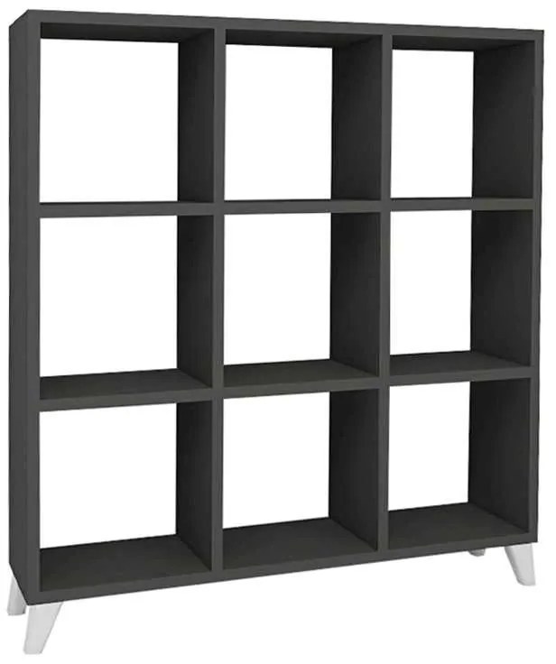 Βιβλιοθήκη μελαμίνης Saul Megapap χρώμα ανθρακί 88,2x20x88,2εκ.