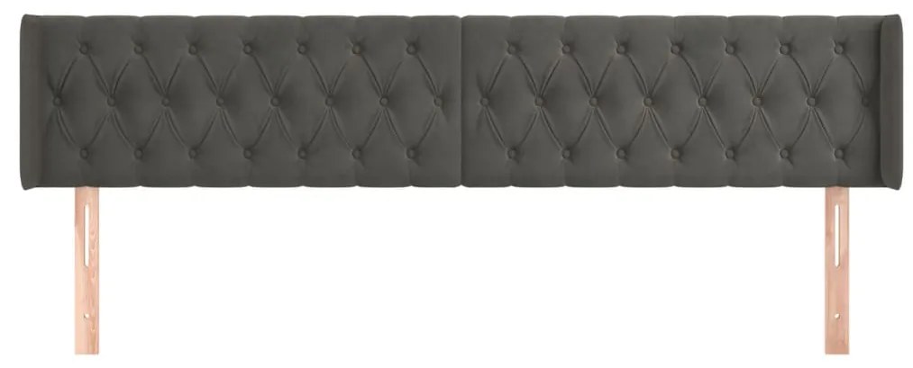 Κεφαλάρι με Πτερύγια Σκούρο Γκρι 203x16x78/88 εκ. Βελούδινο 3119171