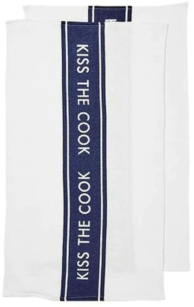 Πετσέτες Κουζίνας Kiss The Cook (Σετ 2Τμχ) 33194 Navy Blue-White Ladelle 100% Βαμβάκι