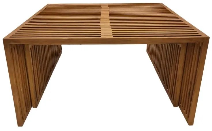 Τραπέζι Tinnie I C028 σετ 2τεμ teak ξύλο σε φυσική απόχρωση 86x80x46 εκ.