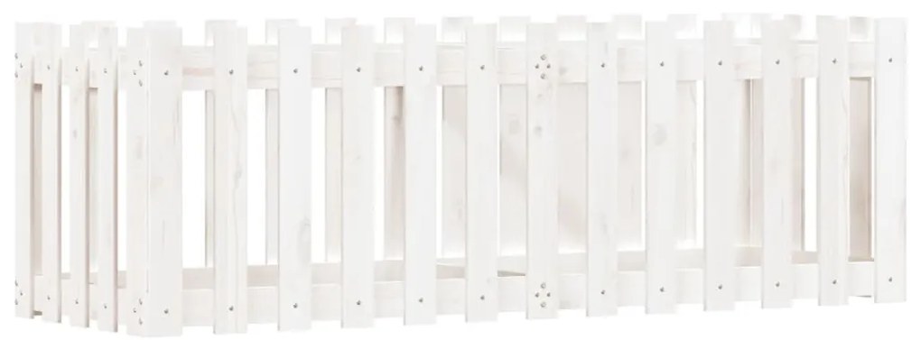 vidaXL Ζαρντινιέρα Υπερυψωμένη Σχ Φράχτη Λευκή 150x50x50εκ Μασίφ Πεύκο