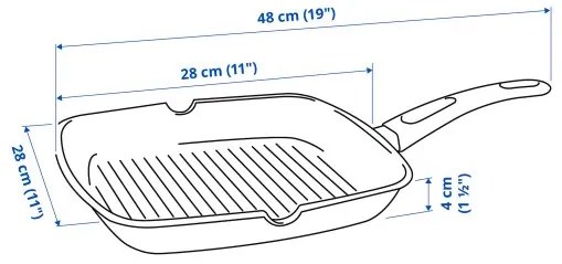 HEMLAGAD τηγάνι γκριλ, 28x28 cm 104.622.41