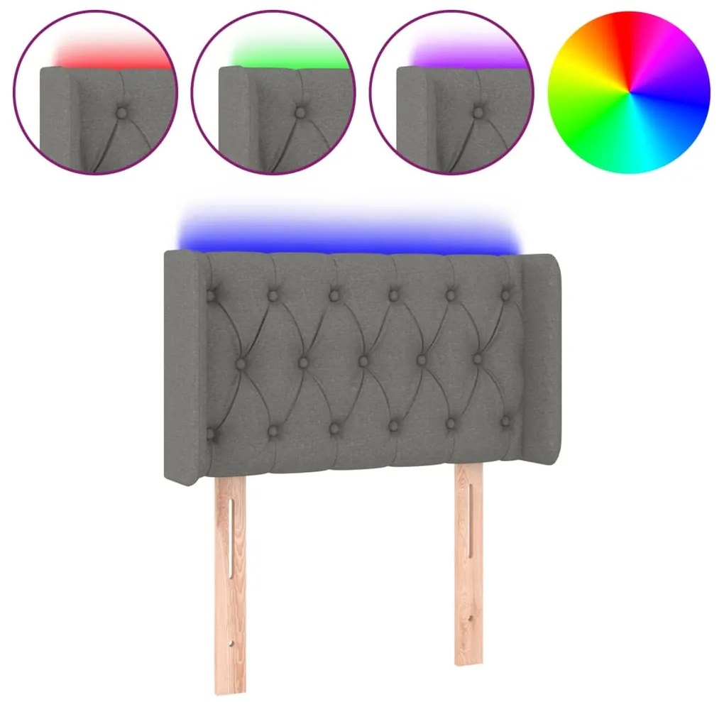 vidaXL Κεφαλάρι Κρεβατιού LED Σκούρο Γκρι 83x16x78/88 εκ. Υφασμάτινο