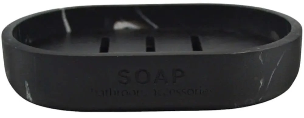 Σαπουνοθήκη 842360 12,6x8,5x2,2cm Marble Effect Black Ankor Πολυέστερ