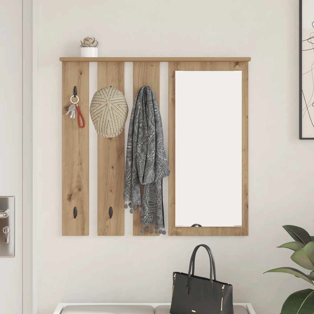 vidaXL Τοίχου Κρεμάστρα με ράφι artisan δρυς 84 x 10 x 80 εκ.