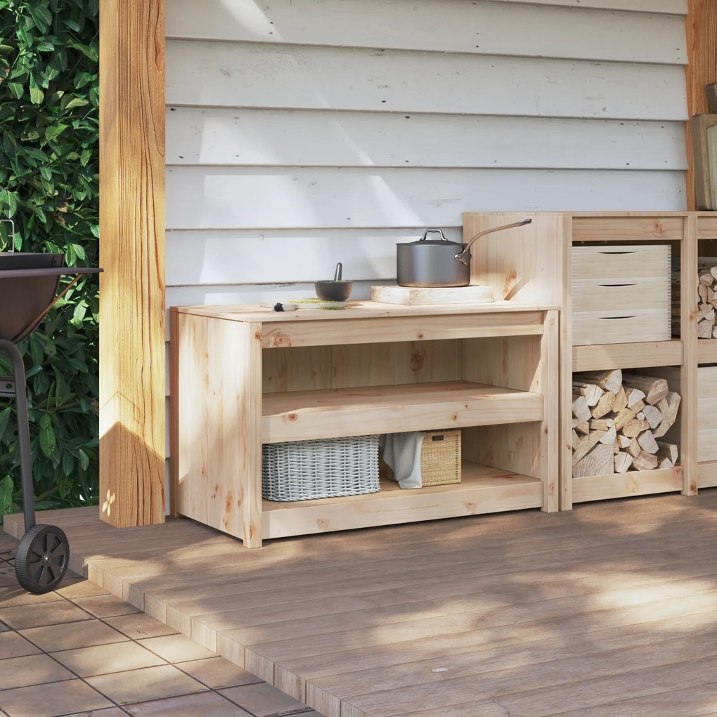 vidaXL Ντουλάπα Κουζίνας Καφέ 106 x 55 x 64 cm Μασίφ ξύλο πεύκου