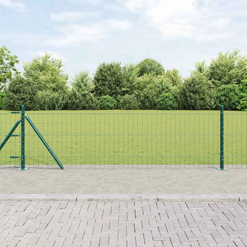 vidaXL Euro Fence με 7 Φλαντζωτούς Πόλους 0.4x10 μ Γαλβανισμένος Χάλυβας