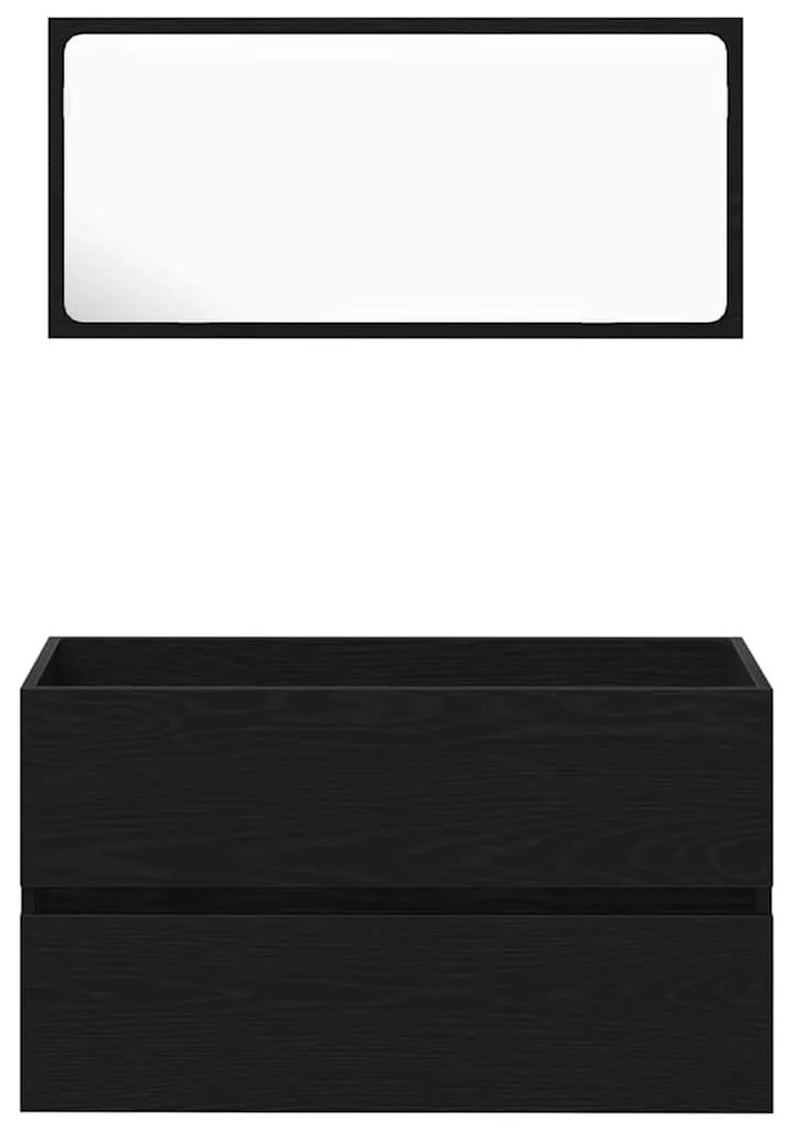 vidaXL Σετ Επίπλων Μπάνιου 2 pcs Μαύρη Οξυά 80 x 38.5 x 45 cm