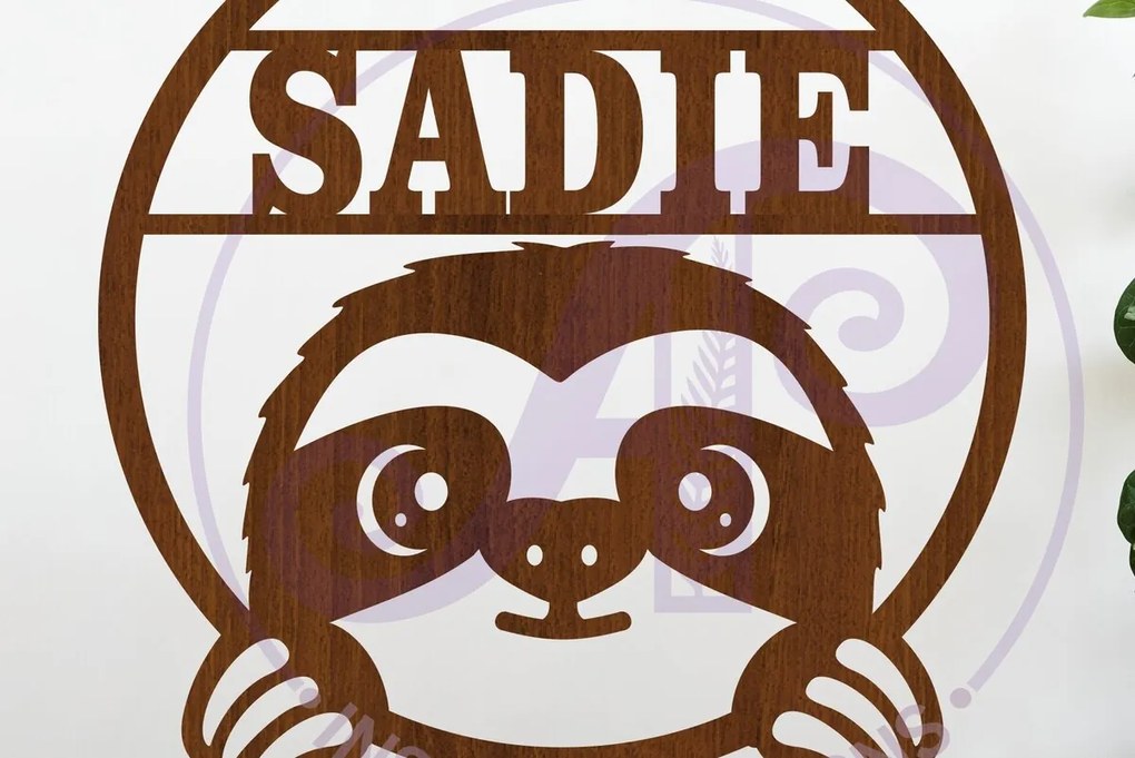 Intra απο ξύλο plywood 3mm-4mm πάχος - Cute Sloth Name Wall Art Sign, Δίασταση 40x50 cm INTRAFABR-118985507