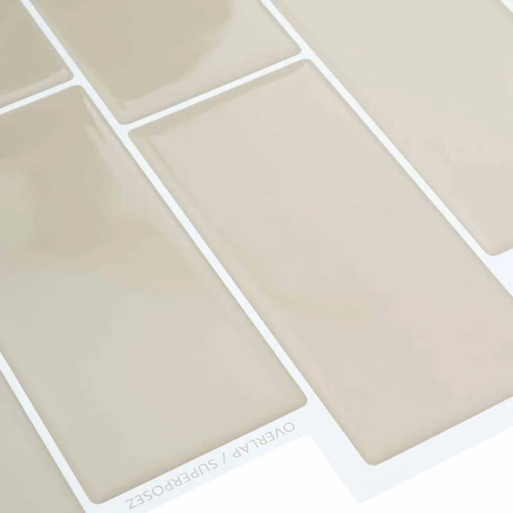 vidaXL Πλακάκι Subway 10 pcs Μπεζ 29 x 21 εκ Πολυουρεθάνη και PET