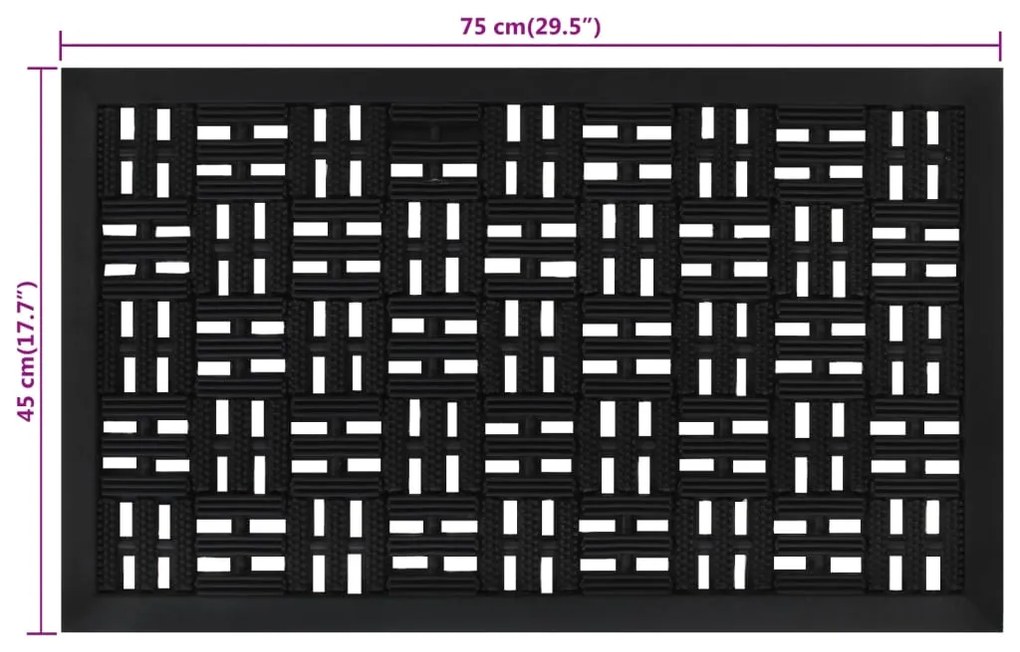 Πατάκι Εισόδου Ορθογώνιο 45 x 75 εκ. από Καουτσούκ - Μαύρο