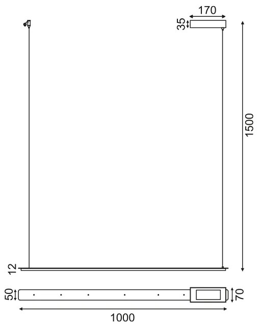 ΚΡΕΜΑΣΤΟ ΦΩΤΙΣΤΙΚΟ LED 20W 3000K 1600LM ΜΑΥΡΟ ΑΛΟΥΜΙΝΙΟ 100Χ5ΧH150CM ATLANTIS - 1.5W - 20W - ZM58LEDP100BK