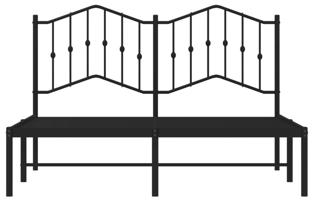 vidaXL Μεταλλικό Πλαίσιο Κρεβατιού με Κεφαλάρι Μαύρο 135 x 190 εκ.