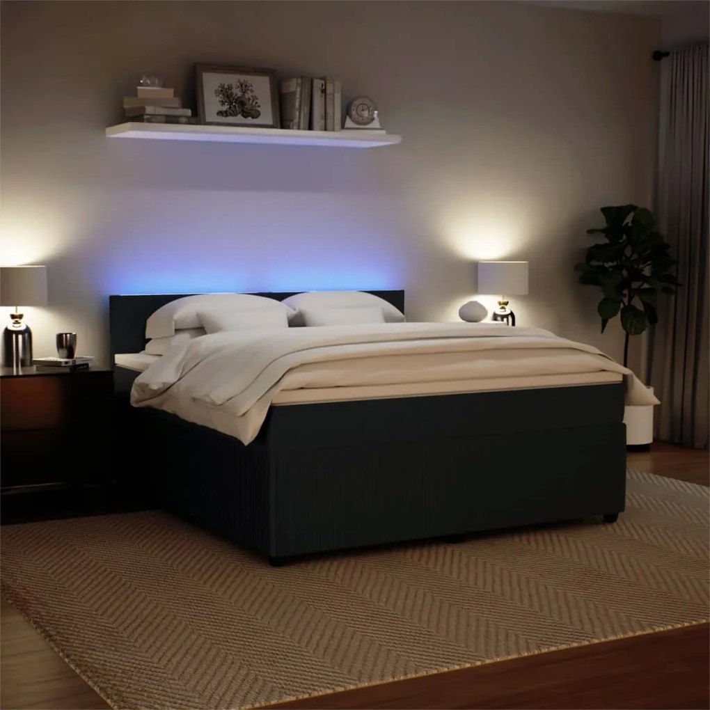 vidaXL Κρεβάτι Boxspring με Στρώμα Μαύρο 180x200 εκ. Βελούδινο