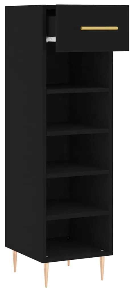 vidaXL Παπουτσοθήκη Μαύρη 30 x 35 x 105 εκ. από Επεξεργασμένο Ξύλο