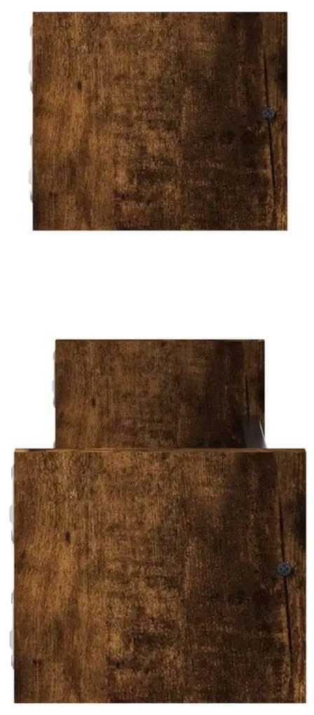vidaXL Ράφια Τοίχου με Μπάρα 2 τεμ. Καπνιστή Δρυς 60 x 16 x 14 εκ.