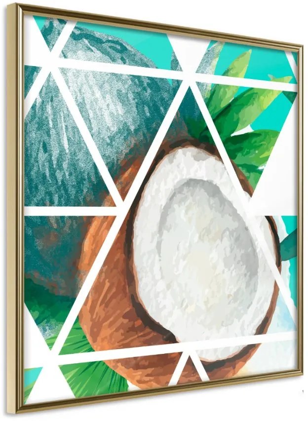 Αφίσα - Tropical Mosaic with Coconut (Square) - 30x30 - Χρυσό - Χωρίς πασπαρτού