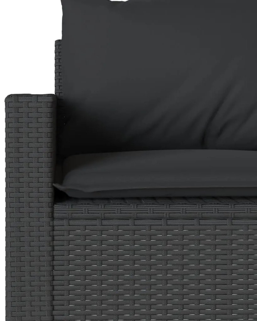 vidaXL Καναπές Κήπου Τριθέσιος Μαύρος από Συνθετικό Ρατάν με Μαξιλάρια