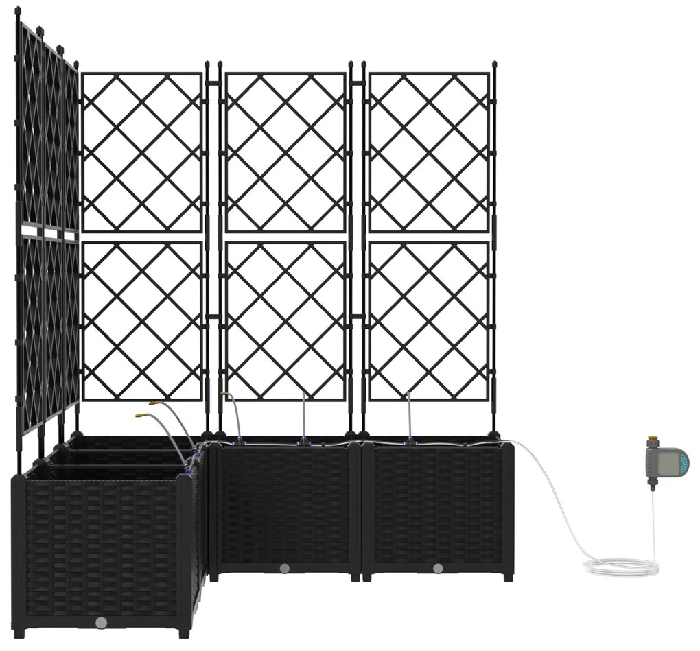 vidaXL Γλάστρες Κήπου 1 τεμ Καφασωτό Μαύρο 120 x 120 x 142 cm Πλαστικό