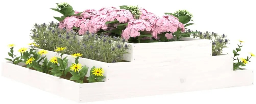 vidaXL Ζαρντινιέρα Λευκή 110 x 110 x 27 εκ. από Μασίφ Ξύλο Πεύκου