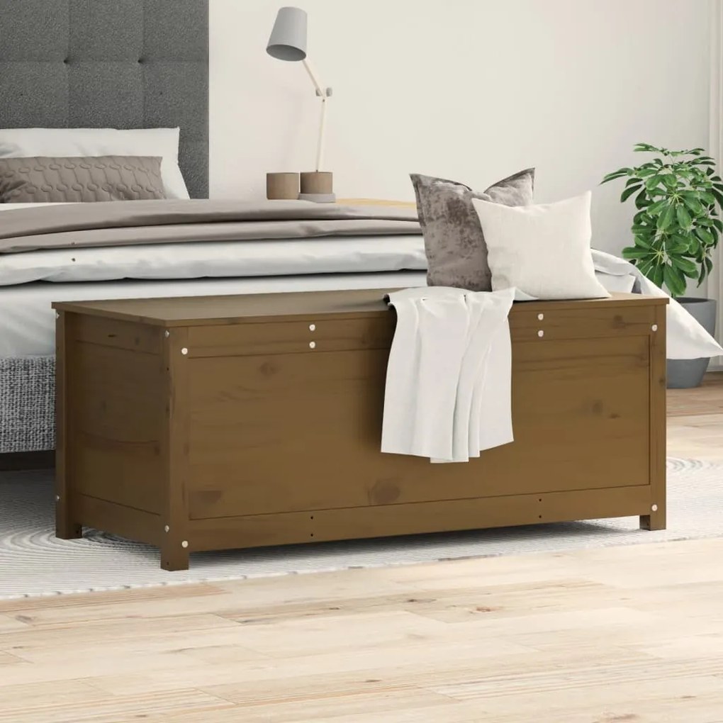 vidaXL Κουτί Αποθήκευσης Καφέ Μελί 110x50x45,5εκ από Μασίφ Ξύλο Πεύκου