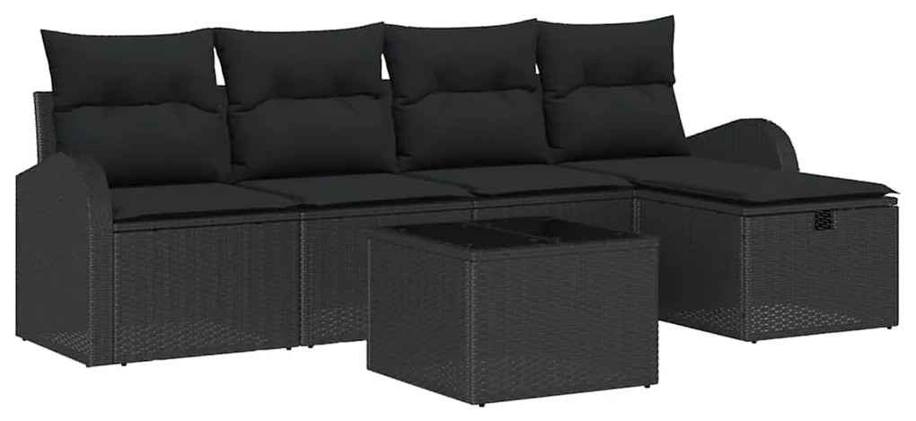 vidaXL Σετ Καναπέ Κήπου 6 pcs Μαύρο 234 x 117 x 85 εκ Πολυ ράταν
