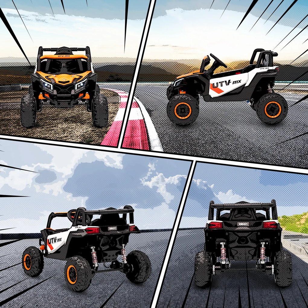 AIYAPLAY Ηλεκτρικό αυτοκίνητο για παιδιά 12V, λειτουργία τηλεχειρισμού, ζώνη, κόρνα, φώτα LED, θύρα USB, για 3-5 ετών, πορτοκαλί