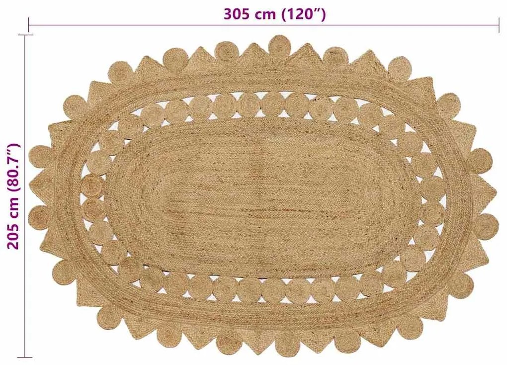 vidaXL Χαλί Μπεζ 205 x 305 εκ Γιούτα