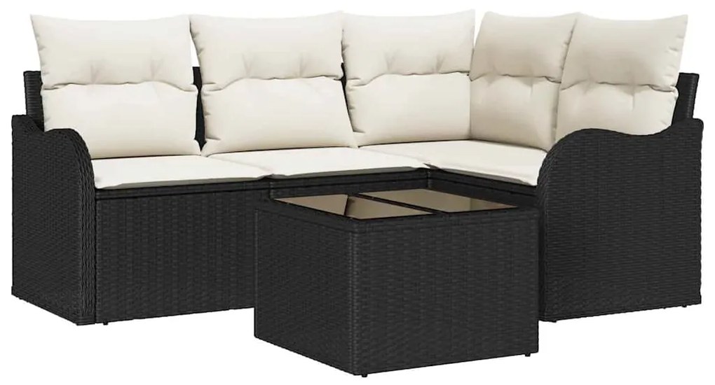 vidaXL Σετ Καναπέ Κήπου με μαξιλάρι 5 pcs Καφέ Πολυ ράταν