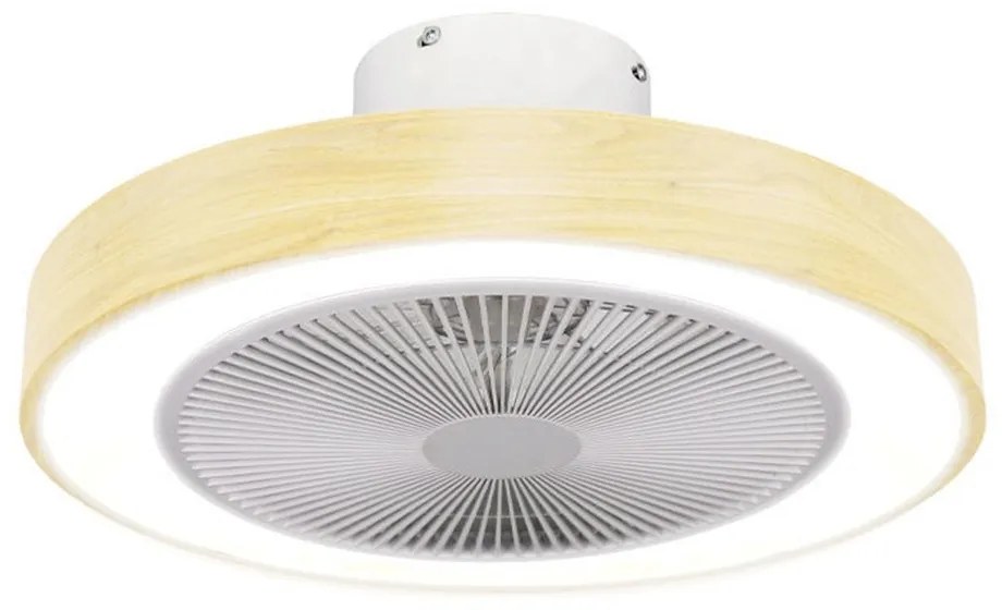 Ανεμιστήρας Οροφής Halo Flow 06-30179 Με Φως Led 45W &amp; Τηλεχειριστήριο 15W Φ50x24cm Wood Effect Natural Estia Διάμετρος 50cm
